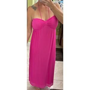GeeGee NWT Dance the night away fuchsia hot pink halter strap Maxi dress med